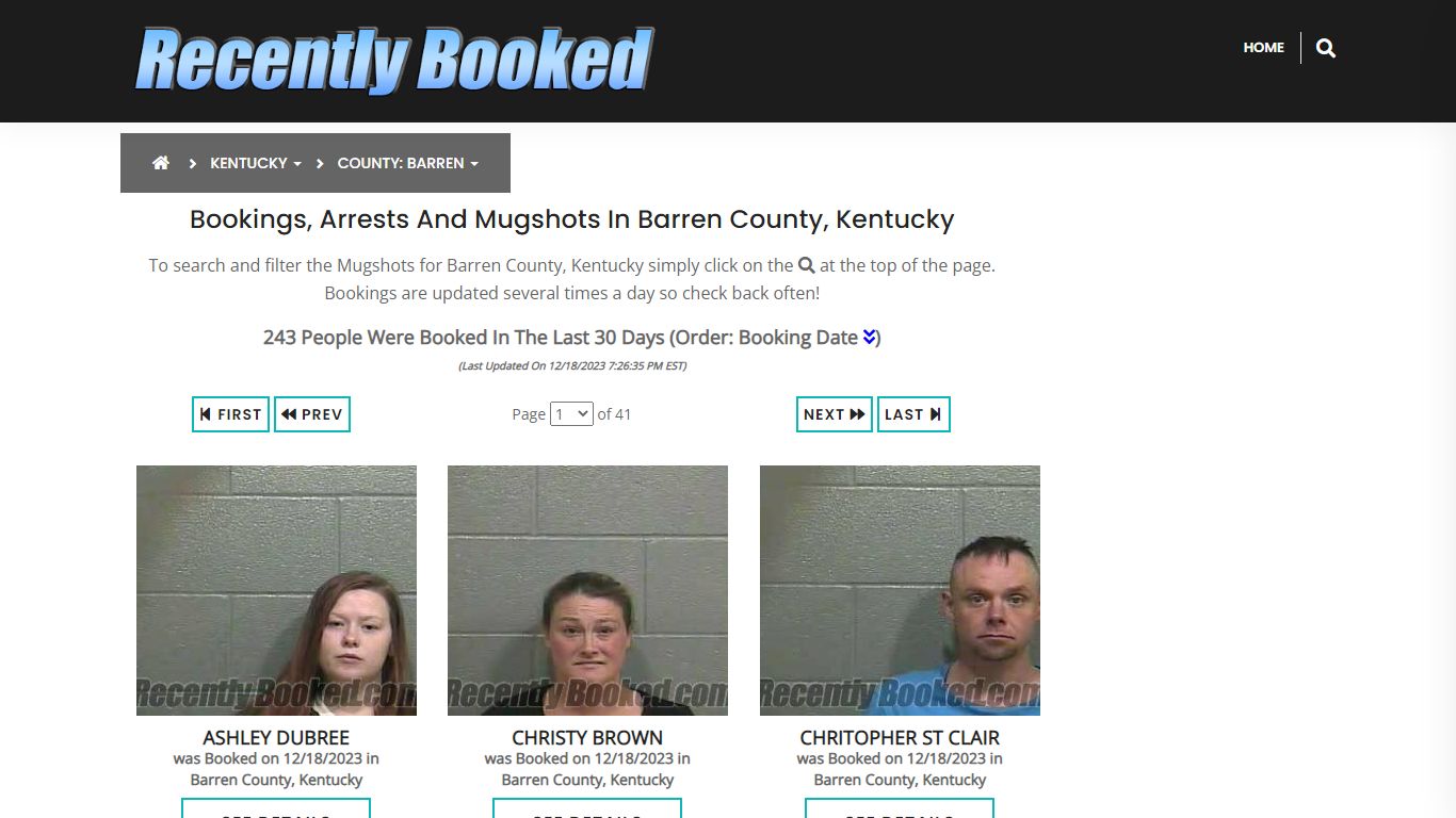 Recent bookings, Arrests, Mugshots in Barren County, Kentucky